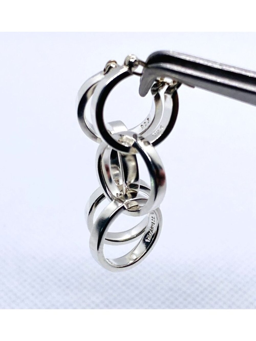 Tiffany & Co Paloma Picasso Tripe Circle Drop Earrings Sterling Silver 925